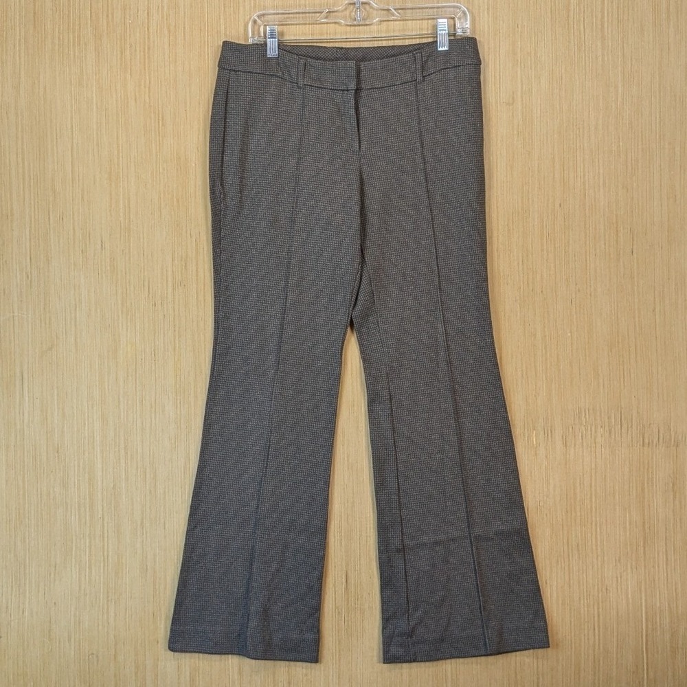 New York & Company Dress Pants Women's 8 Brown Houndstooth Flared Dark Academia